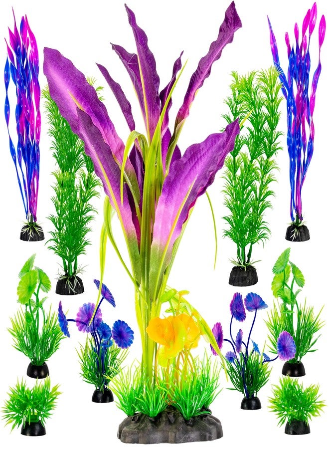 UNEAK Aquarium Plastic Plant Fish Tank XXL Decorations Medium/Large Resin Artificial Plants Flower Ornament Beta Goldfish Decoration Ornaments Freshwater & Saltwater Décor (Mix) - Image 1